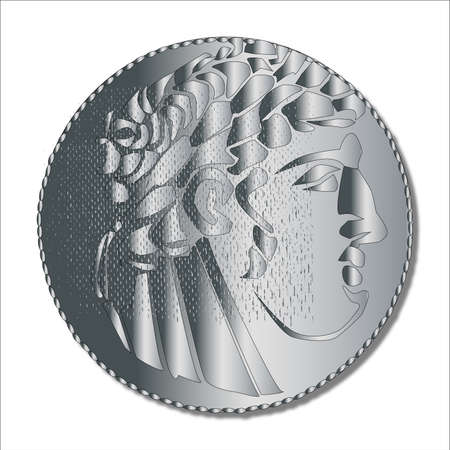 A single shekel silver coin as used in the Times of the Roman Empire and supposedly taken by Judas to betray Jesus Christのイラスト素材