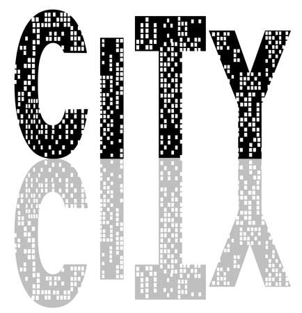 The word city spangled with illuminated windows isolated one white backgroundのイラスト素材