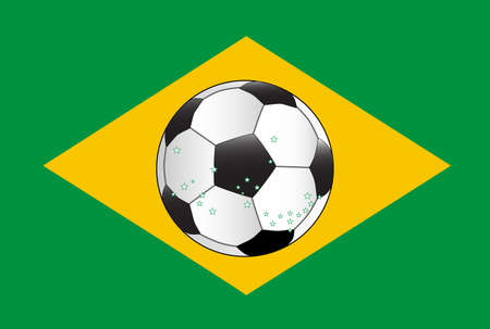 The flag of Brazil with a footballのイラスト素材