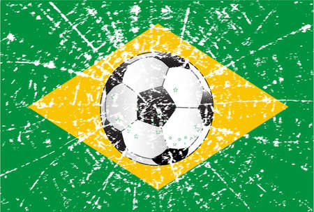 The flag of Brazil with a football and grungeのイラスト素材