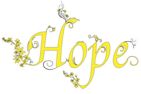The word hope in floral script over a white background のイラスト素材