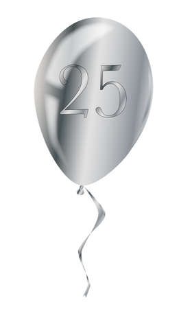 A flyaway silver anniversary balloon isolated over a white backgroundのイラスト素材