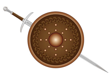 A Scotish shield and claymore sword isolated on white のイラスト素材