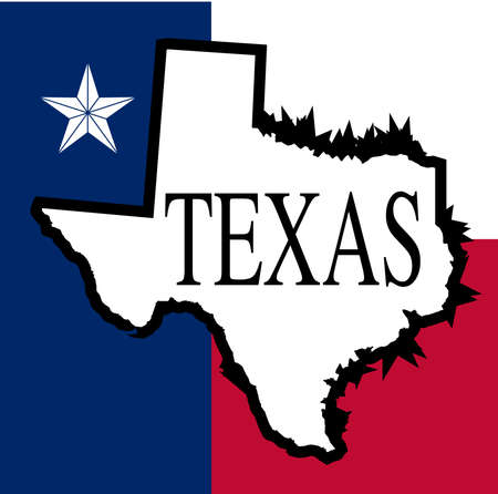 An outline map of Texas with the star and map colorsのイラスト素材