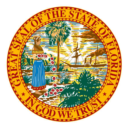 The seal of the United Steas of American state FLORIDA isolated on a white background のイラスト素材
