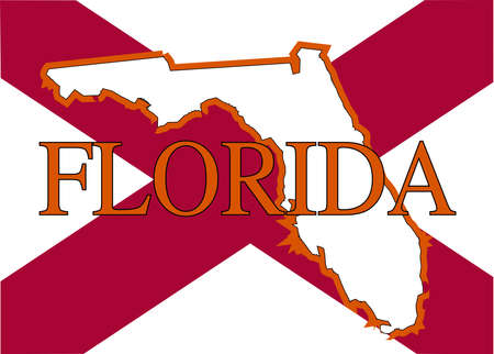 An outline map of Florida with the cross from the flagのイラスト素材