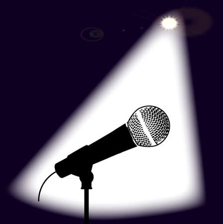 A microphone ready on stage for the performerのイラスト素材