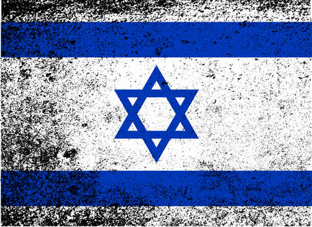 The flag of Israel in blue and white with grunge effectのイラスト素材
