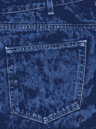 A blue denim pocket on a pair of old jeans as a backgroundのイラスト素材