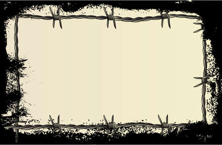 A barbed wire background with a heavy grunge effectのイラスト素材