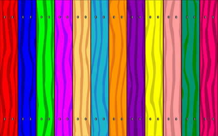 A fence made of brightly stained softwood planks showing the wood grain のイラスト素材