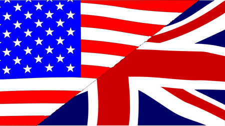 The British and American flags sectioned togetherのイラスト素材