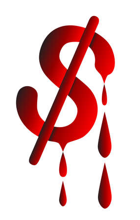 A melting dollar sign over a white backgroundのイラスト素材