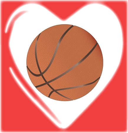 A basketball in a traditional cartoon heart shapeのイラスト素材