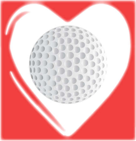 A new white golf ball in a traditional cartoon heart shapeのイラスト素材