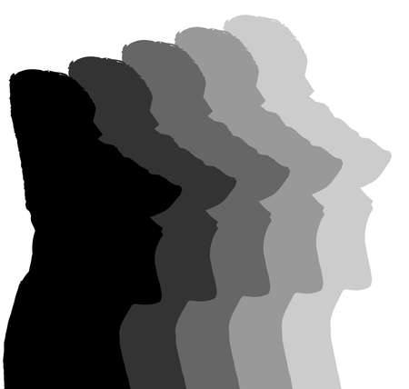 Easter Island Monolithic Heads in shades of grey isolated over whiteのイラスト素材