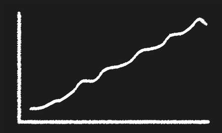 A worn out old blackboard with chalk marks going up a graphのイラスト素材