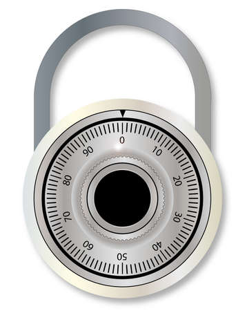 A closed combination padlock over a white backgroundのイラスト素材
