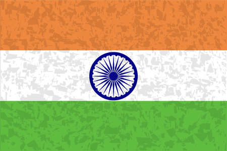 The flag of India in white green and orange with added grungeのイラスト素材