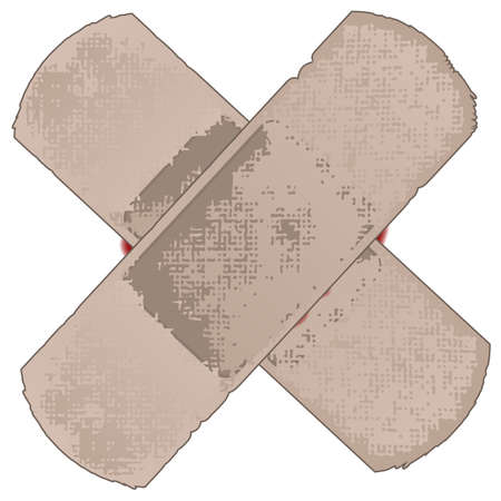 Two first aid sticking plasters with a small showing of bloodのイラスト素材