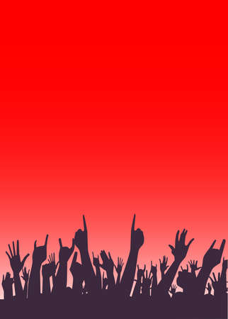 Hands raised in the air at a concertのイラスト素材