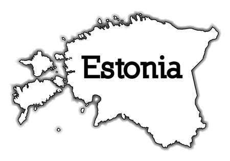 Outline map of Estonia over a white backgroundのイラスト素材