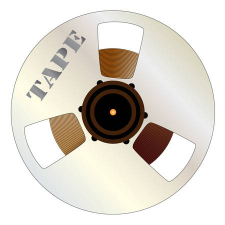 An audio tape spool over a white backgroundのイラスト素材