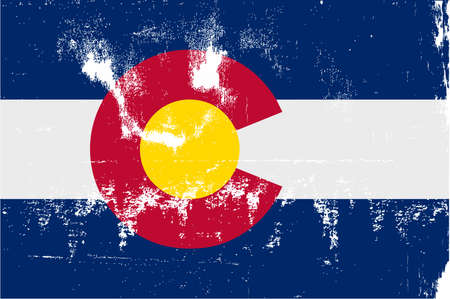 The United States of American state flat of colorado with grunge effectのイラスト素材