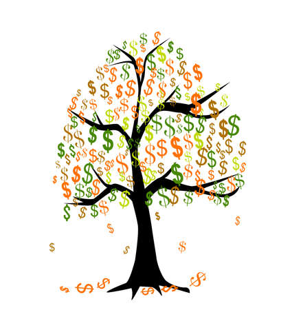 A money tree with cash signs for leavesのイラスト素材