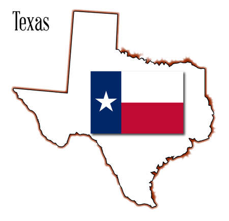 Outline of the state of Texas with flag isolatedのイラスト素材