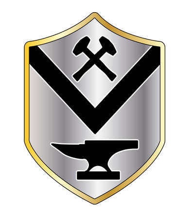Smith Coat of Arms with hammer and anvil over a white backgroundのイラスト素材