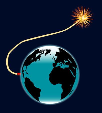 The Earth displayed as a bombのイラスト素材