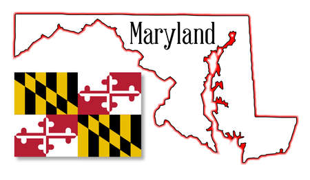 Outline map of the state of Maryland with map insetのイラスト素材