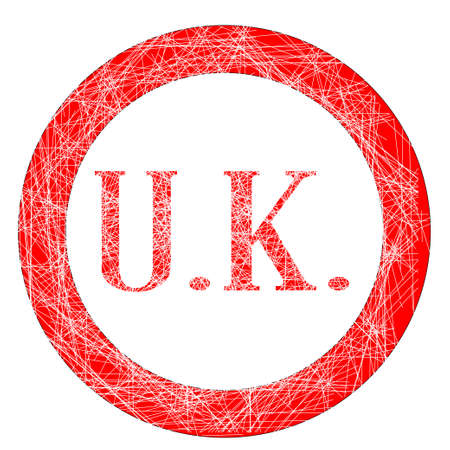 The initials UK on a red grunge effect stampのイラスト素材