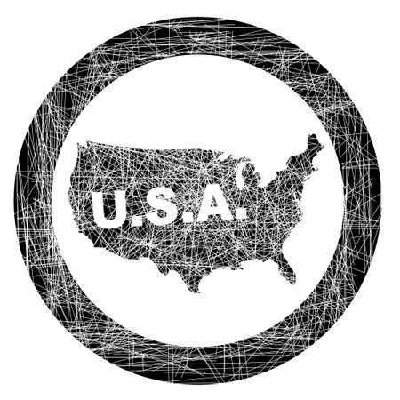 Map of the USA as a rubber ink stampのイラスト素材