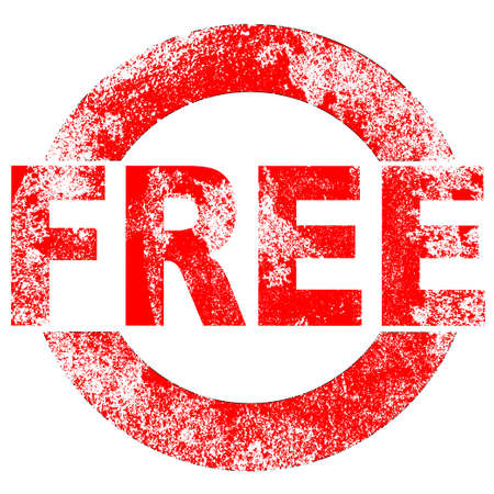 A rubber stamp impression with the grunge effect word free over whiteのイラスト素材