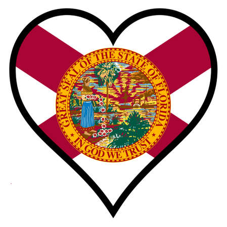Florida state flag within a heart all over a white backgroundのイラスト素材