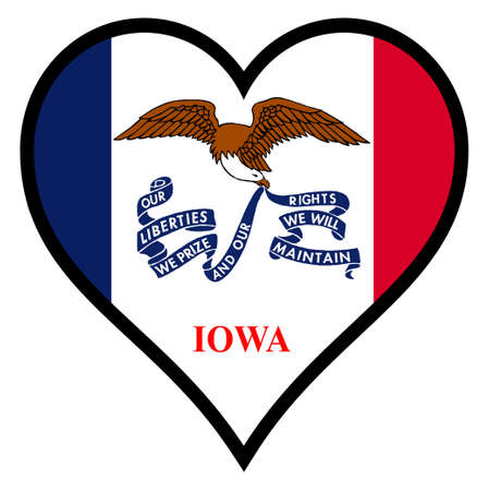 Iowa state flag within a heart all over a white backgroundのイラスト素材
