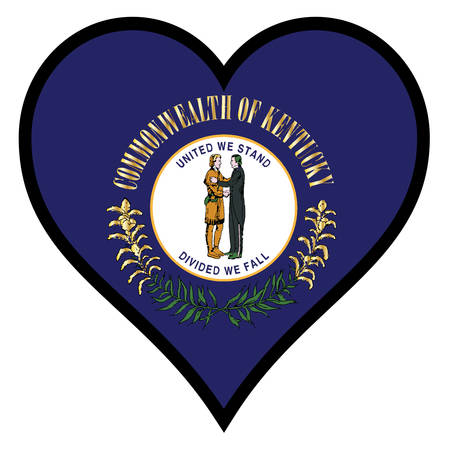 Kentucky state flag within a heart all over a white backgroundのイラスト素材