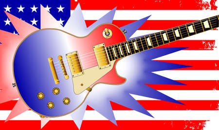 The Stars and Stripes flag as used by the Union forces during the Amrican civil war with flash and electric guitarのイラスト素材