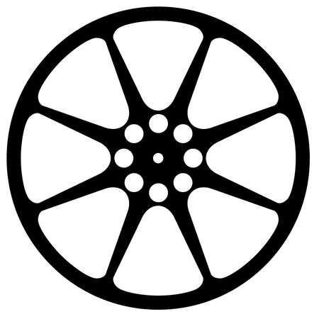 Cinema movie film reel silhouette isolated over a white backgroundのイラスト素材