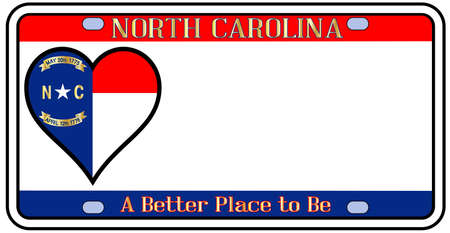 North Carolina license plate in the colors of the state flag with the flag icons over a white backgroundのイラスト素材