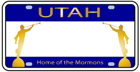 Utah state license plate with the angel Moroni over a white backgroundのイラスト素材