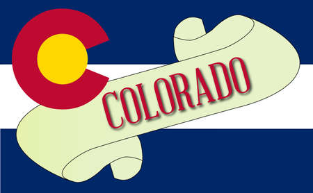 A scroll with the text Colorado with the flag of the state detailのイラスト素材