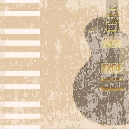 A guitar and piano beige background with plenty of copy spaceのイラスト素材