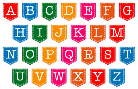 A pocket alphabet in various coloursのイラスト素材