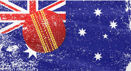 The flag of Australia with grunge effect and cricket ballのイラスト素材
