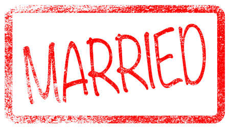 Married red stamp with grunge effect over a white backgroundのイラスト素材
