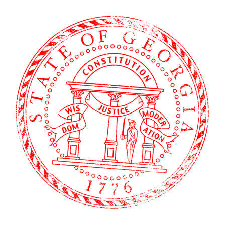 The state seal of Georgia as a rubber stamp over a white backgroundのイラスト素材