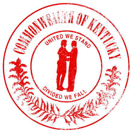 The State Seal of Kentucky on a rubber stamp on a white backgroundのイラスト素材